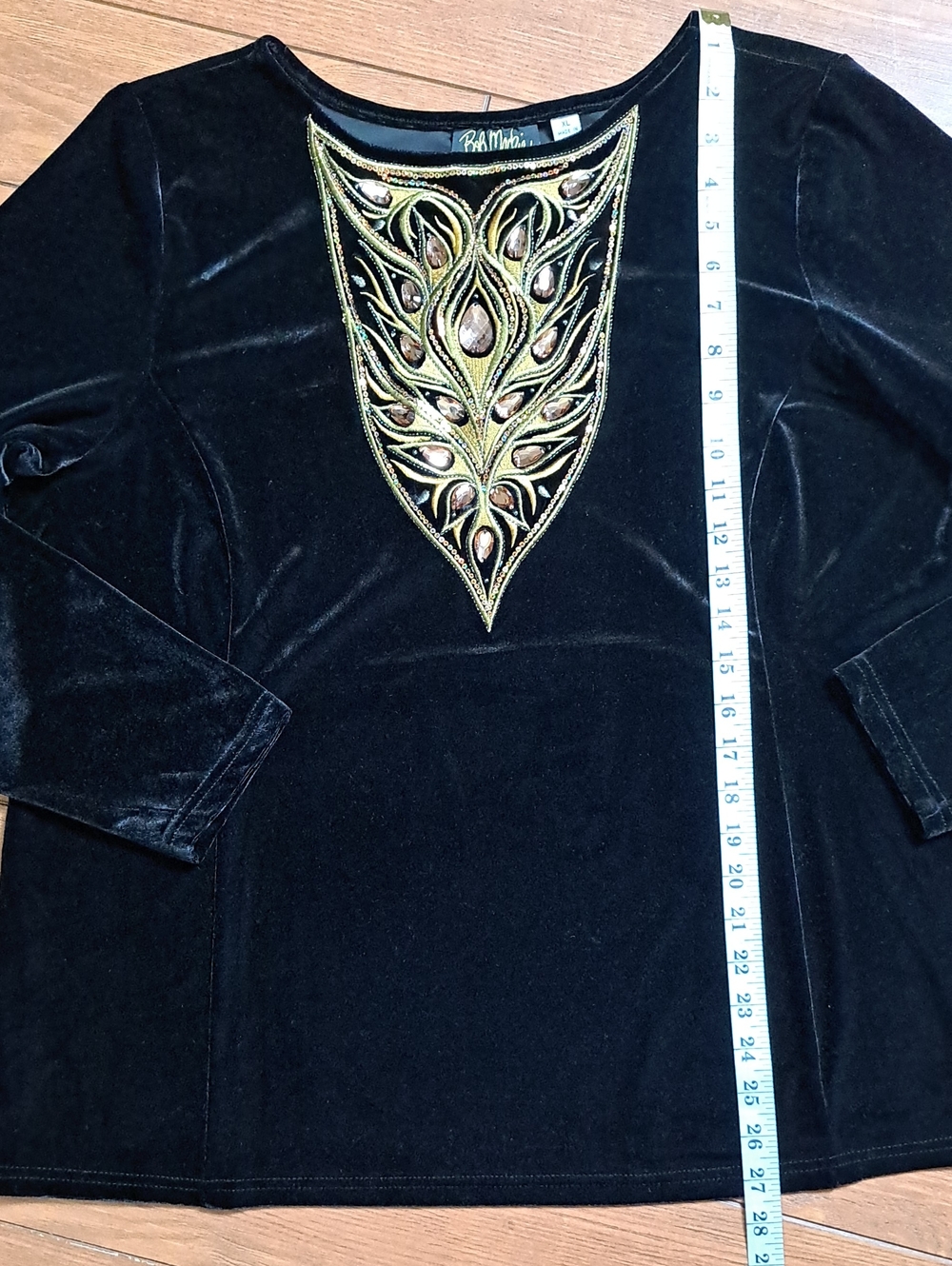 Bob Mackie Wearable Art Black Velvet Embellished Top XL NWT - Picture 9 of 13
